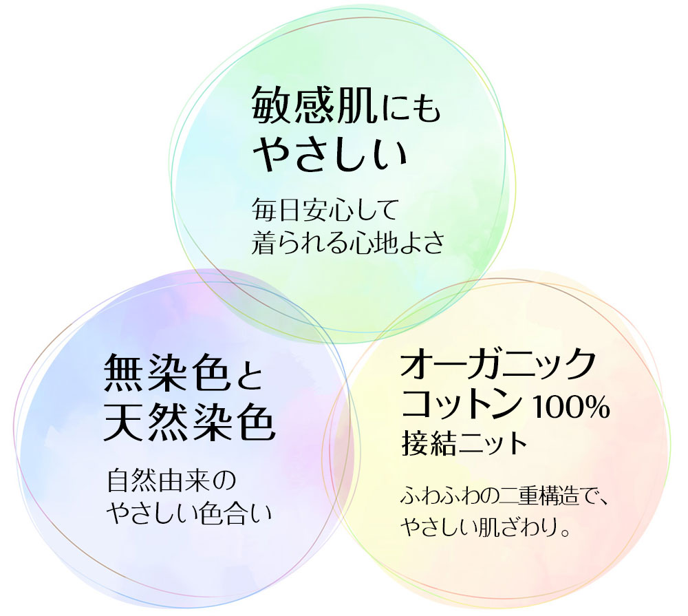 敏感肌にもやさしいオーガニックコットン100%